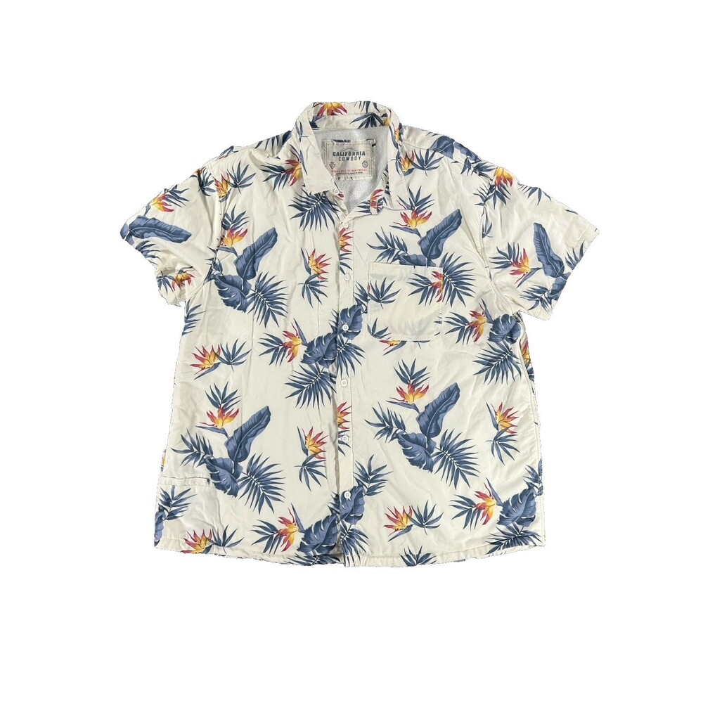 California Cowboy Mens Birds of Paradise High Water White Shirt Terry Lining XXL
